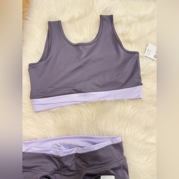 New Girls Athletic Works Lavender Purple Active Crop Top and Flare Leggings Set - Picture 2 of 6